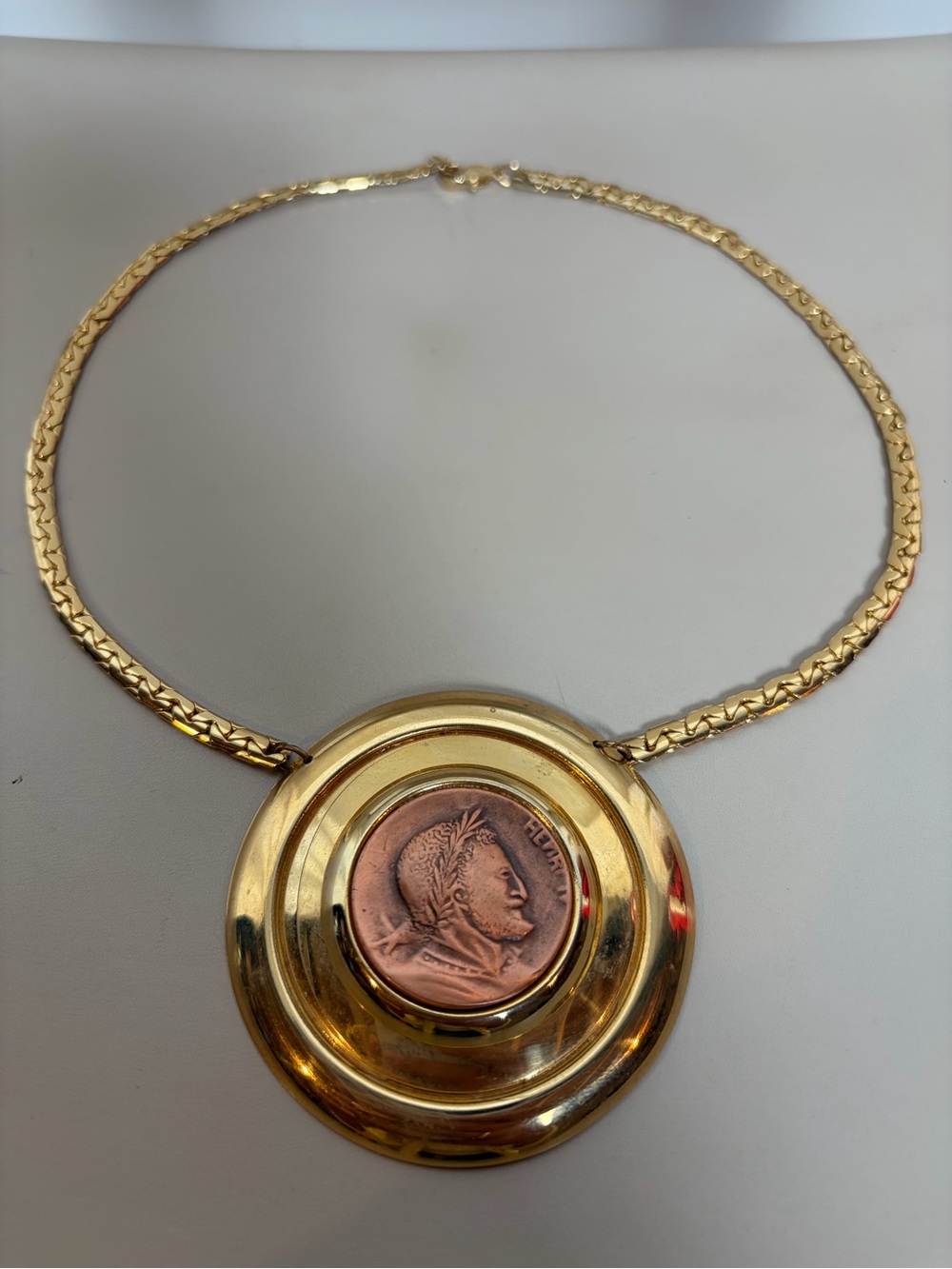 Vintage Costume Jewelry Roman Coin Pendant